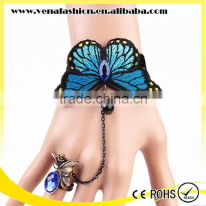 Low Moq Crystal Butterfly Bracelet, Gothic Hand Ring Bracelet thumbnail-1