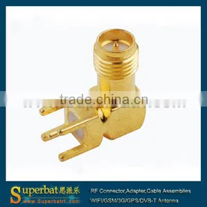 RP SMA Connector Thru Hole Jack (male Pin) RA PCB Mount With Solder Post Terminal thumbnail-1
