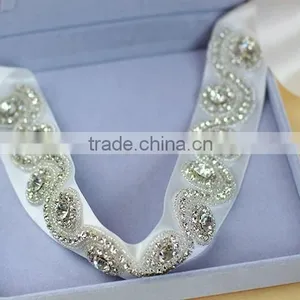 Elegant Graceful Crystal Beaded Bridal Sash Belt for Wedding Dress thumbnail-5