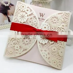 Q93 Laser Flower Ribbon Wedding Decoration Invitation Card Quality Choice thumbnail-2