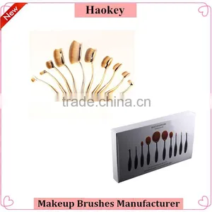 10pcs per Set Nylon Oval Make up Brush for Cosmetic and Foundation Brush With Makeup Brush Box thumbnail-1
