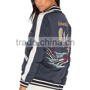 Hot Sell Ladies Apparel Custom Embroidered Bomber Jackets Fashion Apparel Factory China Most Popular Supplier's thumbnail-2