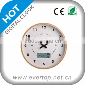DIGITAL WOOD WALL CLOCK WITH WEATHER FORECAST ET6710B thumbnail-2