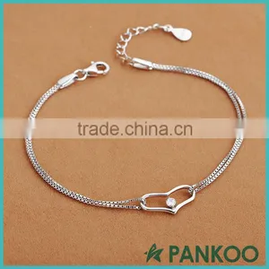 Fancy Genuine Pure Silver Heart Jewelry Bracelet thumbnail-3