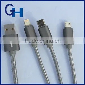 High Quality Universal Zipper 3 in 1 Usb Charger Cable for IPhone6 and Android Mobile Phone Data Cable Wholesale thumbnail-3