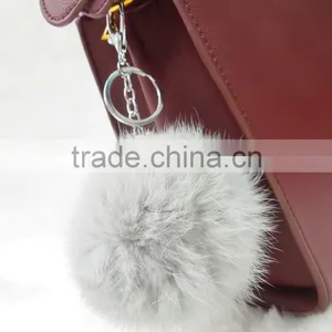 Factory Design Genuine Rabbit Pom Pom Keyring thumbnail-3