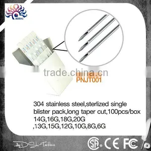 Sterile Body Piercing Needles 6G,8G,10G,12G,13G,14G,15G,16G,18G20G,100 Pcs Sterile Body Piercing Needle Set for Tool Kit thumbnail-1