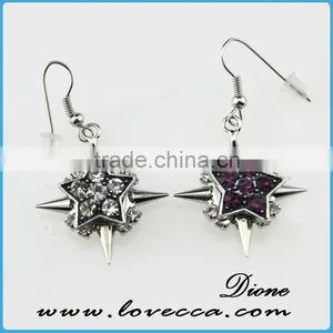 Cheap Wholesale Fashion Women Silver Alloy Setting Crystal Fancy Earrings thumbnail-1