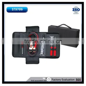 16pcs Emergency Tool Kits Booster Cables Tiir Gauge 6*4'' Scredrivers 1/4'' Sockets Tool Bag thumbnail-1
