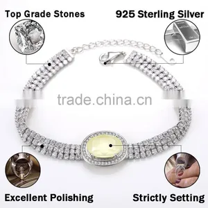 Fashion 925 Sterling Silver Big White AAA Zircon Prong Setting Bracelet thumbnail-2