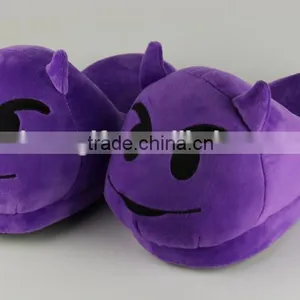 High Quality Purple Devil Plush Animal Cute Emoji Slippers for Wholesale thumbnail-1