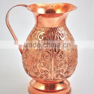 Antique Designer Pure Copper Water Jug With Base thumbnail-1
