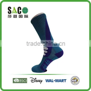 White Three Stripe Well Shape Pattern Dark Green and Blue Nylon Sports Socks thumbnail-1