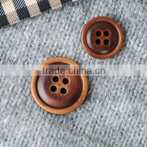24L& 32L 4 Holes Dark Brown Burnt Natural Corozo Nut Button for Top Class Men's Suit With Border thumbnail-1