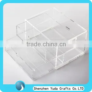2 Drawes Clear Perspex Makeup Storage Box Acrylic Comestic Display Acrylic Containers thumbnail-1