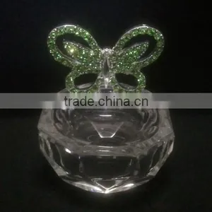 Cheap Clear Small Crystal Trinket Box With Jewelled Butterfly Top thumbnail-1