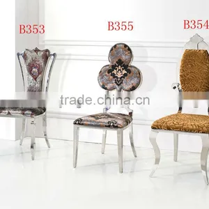 B355 Classic Design Stainless Steel Frame Flower Fabric Velvet Dining Chairs thumbnail-4