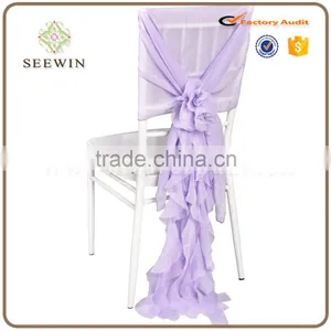 Chiffon Ruffled Willow Chair Sash Us. thumbnail-2