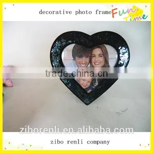 Black Crackle Mirrored Mosaic Heart Shape Handmade Decorative Photo Frame thumbnail-1