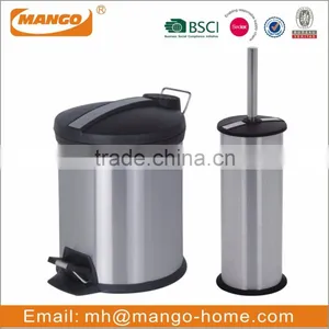 Stainless Steel Foot Pedal Trash Can and Toilet Brush Set thumbnail-1
