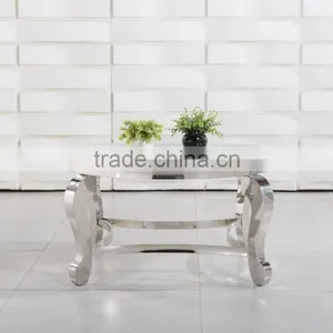 CT07R Metal Base Stainless Steel Marble Top Round Coffee Table thumbnail-4