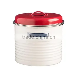 Hot Sale Colorful Round Metal Bread Flour Cookies Storage Bin Kitchen Flour Canister thumbnail-1