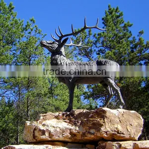 Large Outdoor Copper Metal Craft Antique Life Size Bronze Deer Statue thumbnail-1