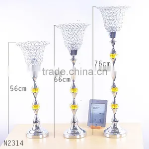 European Style Luury Electroplating Decoration Home Furnishing Iron Plated Crystal Glass Candle Holders for Home Decor thumbnail-2