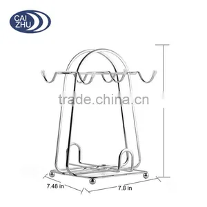 Metal Wire Rack for Organizing 6 Saucers & 6 Cups & 6 Spoons Espresso Set Rack Tea Set Display Stand thumbnail-1