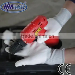 NMSAFETY White Nylon Shell Cleanroom pu Gloves Nylon pu Coated Safety Work Gloves thumbnail-1