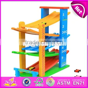 2017 New Design 5 Levels Children Funny Wooden Race Car Track Toy W04E050 thumbnail-1