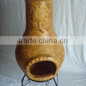Clay Chimney With Metal Stand, Fire Shelf and Lid thumbnail-1