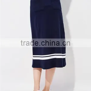 Female Money Navy Blue Printed Knitted Waistband Draw String Dress thumbnail-1
