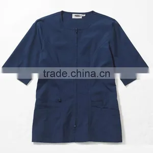 Half Sleeve Housekeeping Zip Front UniformTunic Work Shirt With Four Pockets thumbnail-4