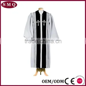 Grey Liberty With Black Velveteen Church Pulpit Robe thumbnail-1