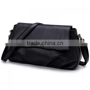 PU Leather Shoulder Bag Polyester Solid Long Handle Strap Shoulder Bag for Girls thumbnail-1