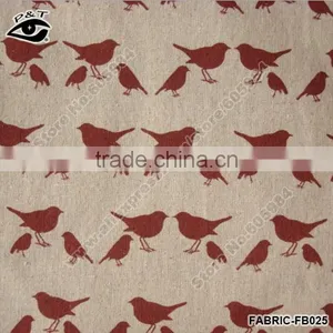 Red Sparrow Printing Linen Fabric Zakka Handicraft Linen/Cotton Fabric for Sofa Cover Curtain Tablecloth thumbnail-1