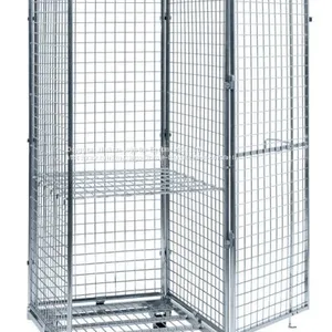 Foldable Nesting Wheel Logistics Cart Storage Wire Mesh Cage Containers thumbnail-1