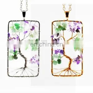2017 Hot New Natural Gravel Geometrical Irregular Tree of Life Rich Tree Crystal Necklace thumbnail-5
