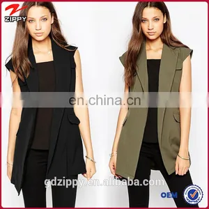 Ladies Removable Utility Belt Sleeveless Trench Jacket thumbnail-1