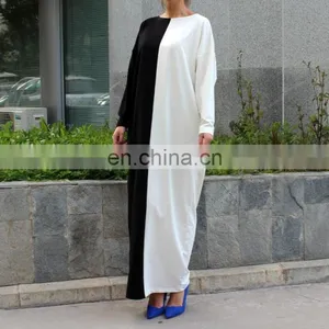 Black And White Muslim Women Contrasting Maxi Dress (16042701) thumbnail-2