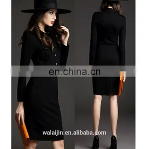 Long Sleeve Pocket on Chest Collar Design High End Woman Communion Dress thumbnail-2