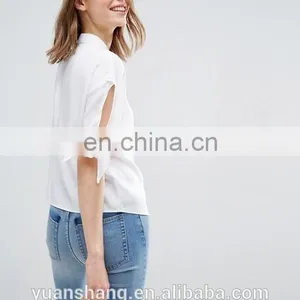Wholesale New Arrivals High Quality Long Sleeve Fashion White Blose thumbnail-2