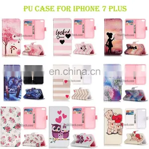 Tree and House Design pu Wallet Stand Case With Card Slot for Iphone 7 Plus thumbnail-3