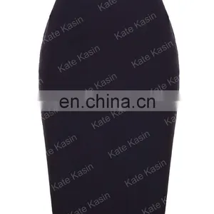 Kate Kasin Occident Women's Solid Color High Stretchy Hips-Wrapped Pencil Skirt 24" KK000277-1 thumbnail-5