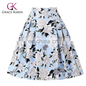 Grace Karin Occident Ladies Vintage Retro Floral Pattern Cotton Skirt 9 Patterns CL008925-8 thumbnail-1