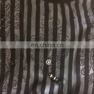 Black Colour Lycra Burkha With Net & Printed Satin / Black Stone Work Burkha Also On Sleeves & Dupatta (dubai Abaya2017) thumbnail-3