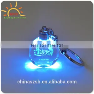 Wholesale Price Engraved 3D Blank Laser Crystal/glass LED Keychain For Wedding Souvenirs thumbnail-4