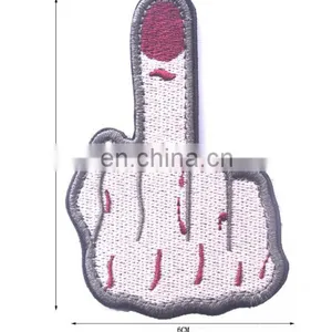 MIDDLE FINGER Iron On Embroidered Outlaw Biker Punk Patch,New Creeping Skeleton Patch Skull Finger Patch, thumbnail-1