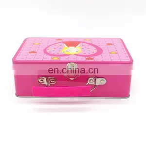 Custom Lunch Tin Box With Lock and Plastic Handle thumbnail-2